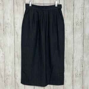 Vintage 90s Ports International Gray Lined Pure Wool Straight Pencil Skirt 4